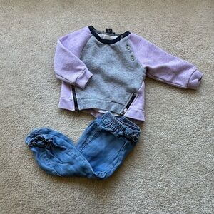 Vince Kids Sweatshirt and Chambray Pants Set